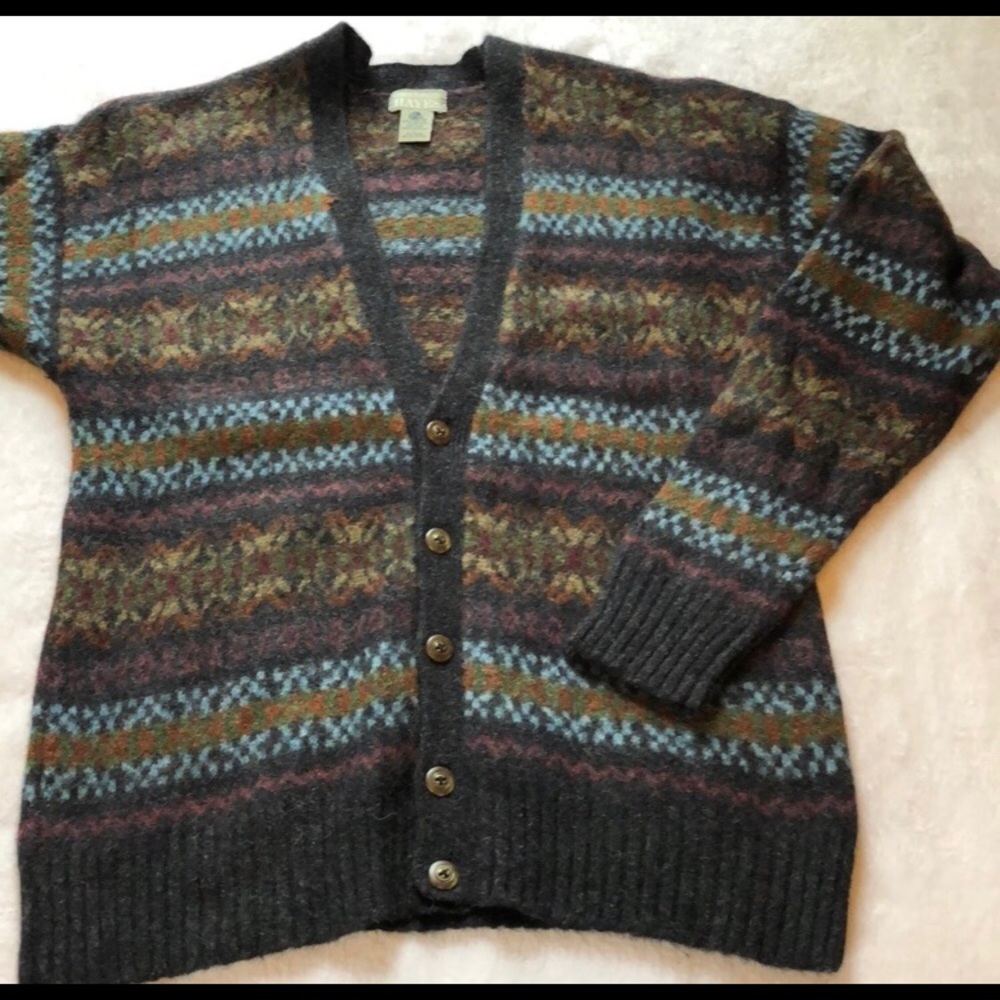 100% Wool Multicolor Cardigan